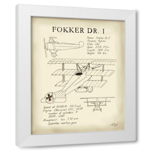 Fokker Dreidecker White Modern Wood Framed Art Print by Friel, Tara