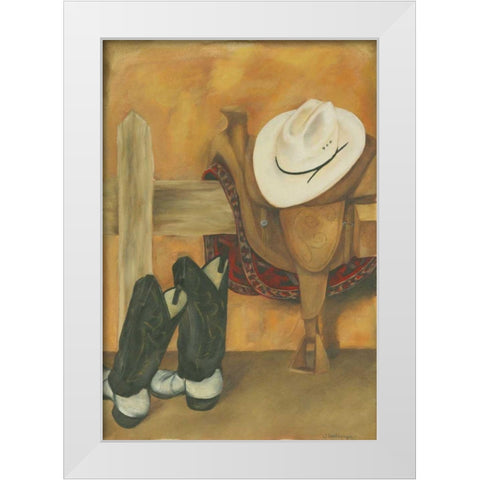 Modern Cowboy White Modern Wood Framed Art Print by Goldberger, Jennifer