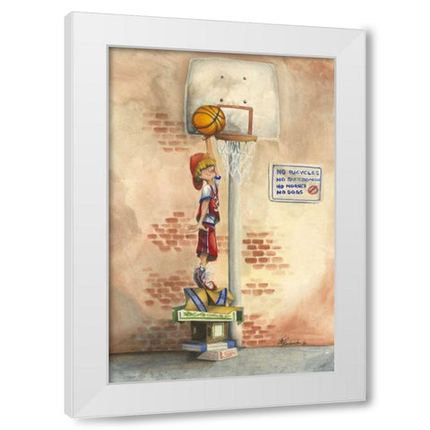 Slam Dunk White Modern Wood Framed Art Print by Throckmorton, Jay