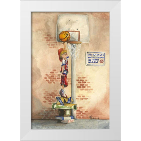 Slam Dunk White Modern Wood Framed Art Print by Throckmorton, Jay