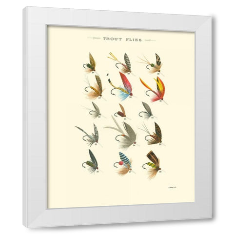 Trout Flies I White Modern Wood Framed Art Print by Vision Studio