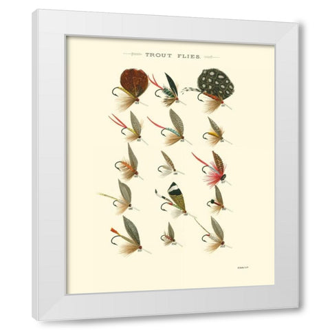 Trout Flies II White Modern Wood Framed Art Print by Vision Studio