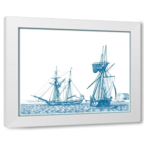 Sailing Ships in Blue IV White Modern Wood Framed Art Print by Baugean