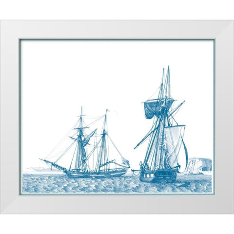 Sailing Ships in Blue IV White Modern Wood Framed Art Print by Baugean