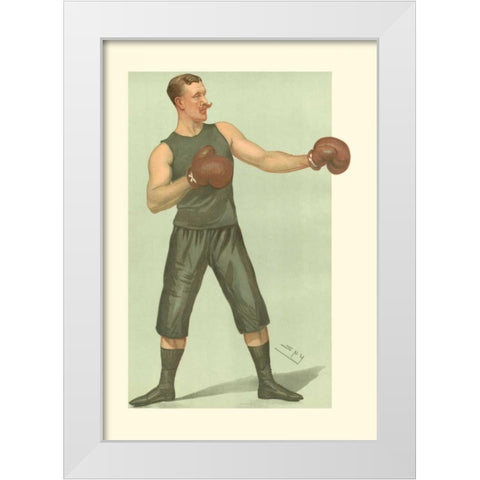 Vanity Fair Boxing White Modern Wood Framed Art Print by Spy