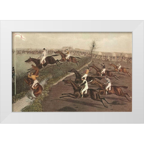 The Grand Steeple Chase II White Modern Wood Framed Art Print by Turner, F.C.