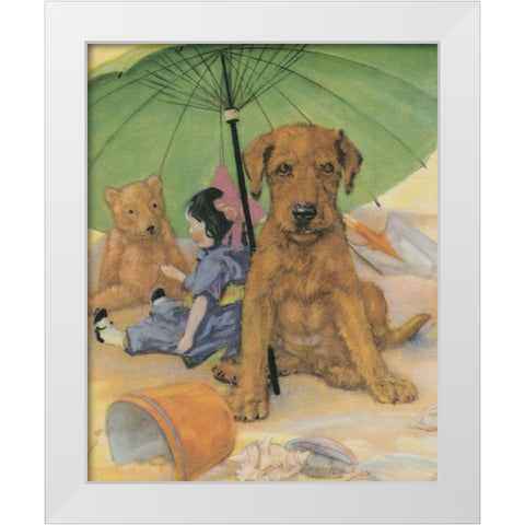 Terrier Trouble I White Modern Wood Framed Art Print by Unknown