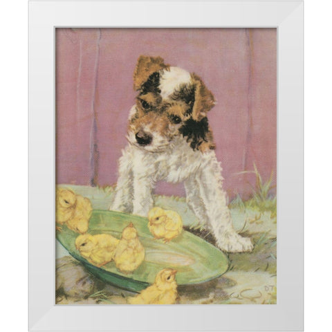Terrier Trouble II White Modern Wood Framed Art Print by Unknown