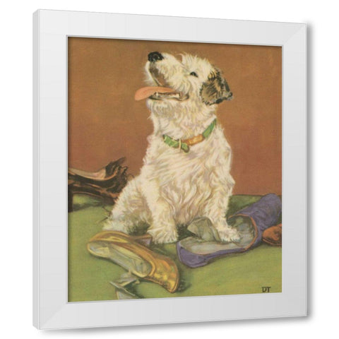 Terrier Trouble III White Modern Wood Framed Art Print by Unknown