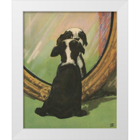 Terrier Trouble IV White Modern Wood Framed Art Print by Unknown