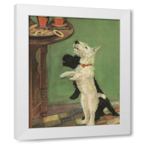 Terrier Trouble V White Modern Wood Framed Art Print by Unknown