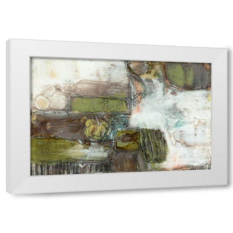 Pieced Earth I White Modern Wood Framed Art Print by Goldberger, Jennifer