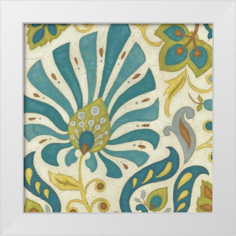 Peacock Paisley I White Modern Wood Framed Art Print by Unknown