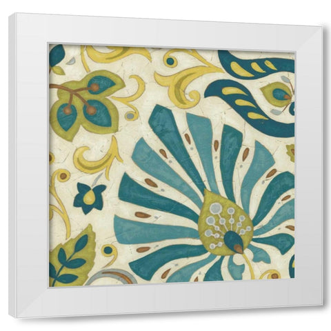 Peacock Paisley II White Modern Wood Framed Art Print by Unknown