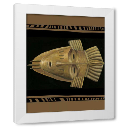 African Mask I White Modern Wood Framed Art Print by Zarris, Chariklia