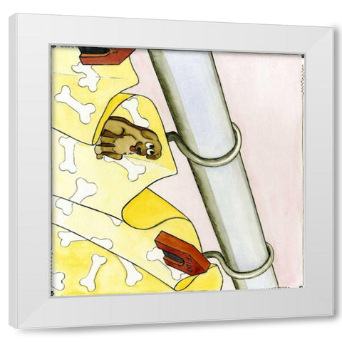 Fido White Modern Wood Framed Art Print by Friel, Tara