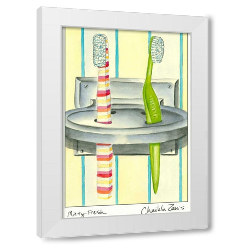 Minty Fresh White Modern Wood Framed Art Print by Zarris, Chariklia