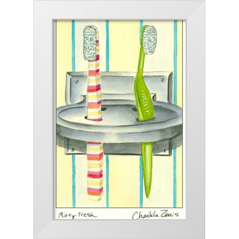 Minty Fresh White Modern Wood Framed Art Print by Zarris, Chariklia