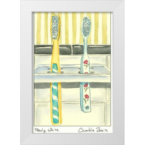 Pearly White White Modern Wood Framed Art Print by Zarris, Chariklia