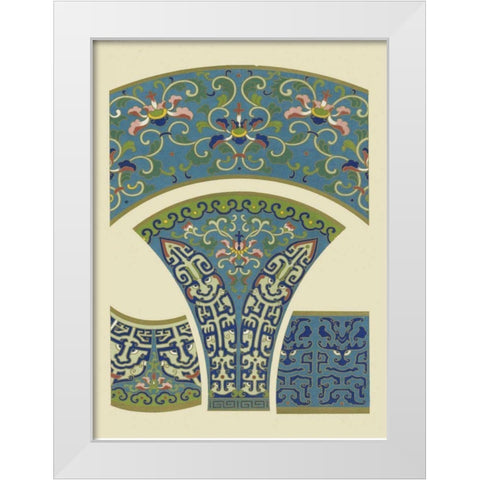 Blue Oriental Designs I White Modern Wood Framed Art Print by Vision Studio