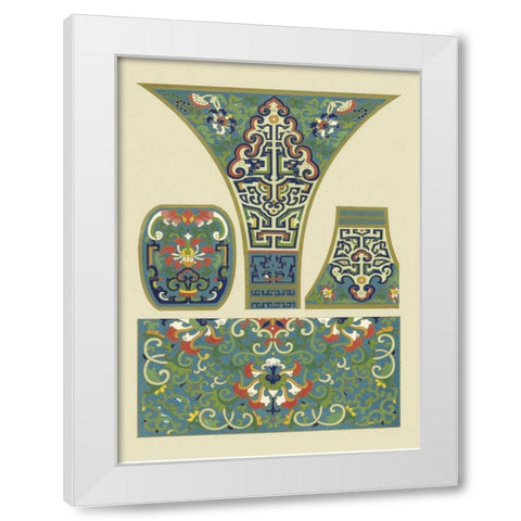 Blue Oriental Designs II White Modern Wood Framed Art Print by Vision Studio