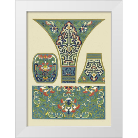 Blue Oriental Designs II White Modern Wood Framed Art Print by Vision Studio