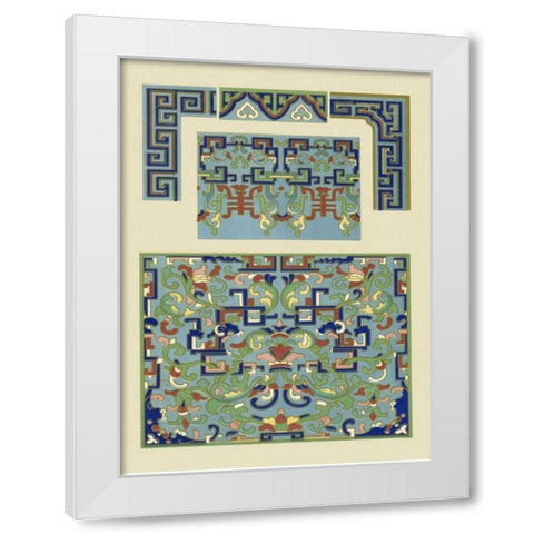 Blue Oriental Designs III White Modern Wood Framed Art Print by Vision Studio