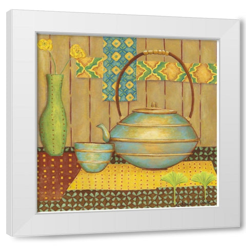 Ginkgo Tea Pot White Modern Wood Framed Art Print by Zarris, Chariklia