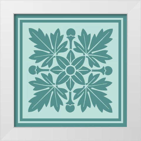 Tonal Woodblock in Blue I White Modern Wood Framed Art Print by Vision Studio