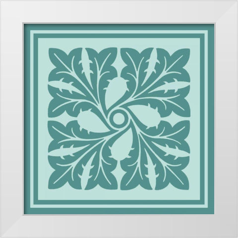 Tonal Woodblock in Blue III White Modern Wood Framed Art Print by Vision Studio