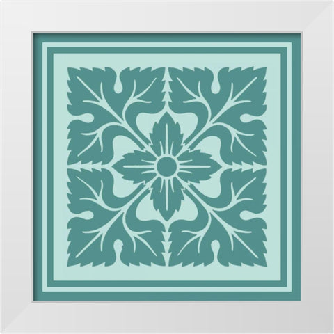 Tonal Woodblock in Blue IV White Modern Wood Framed Art Print by Vision Studio