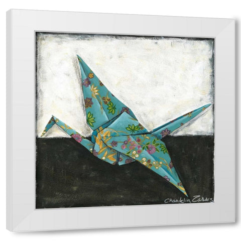 Crane White Modern Wood Framed Art Print by Zarris, Chariklia