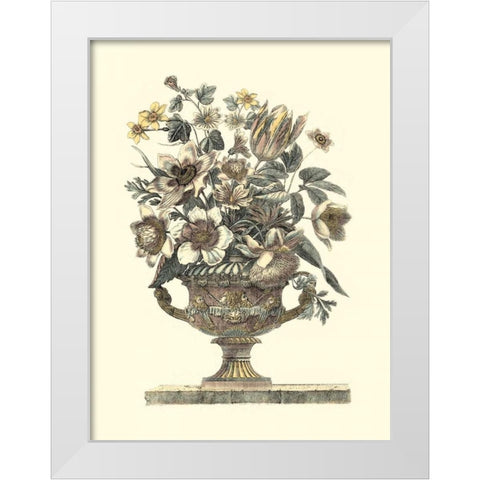 Flowers in an Urn I - Sepia White Modern Wood Framed Art Print by Piranesi, Roy