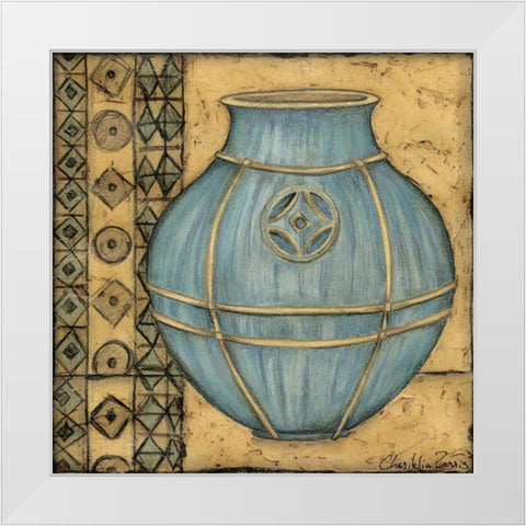 Square Cerulean Pottery I White Modern Wood Framed Art Print by Zarris, Chariklia