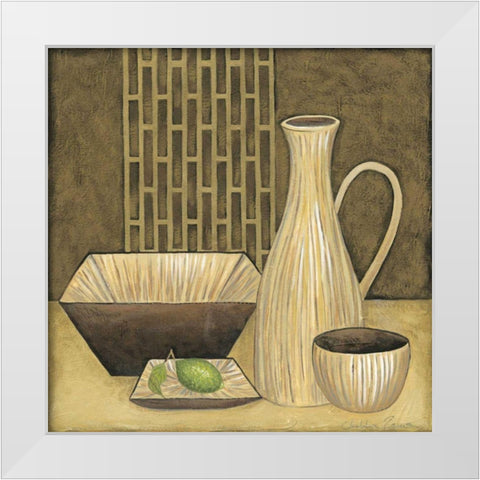 Bamboo Vase White Modern Wood Framed Art Print by Zarris, Chariklia