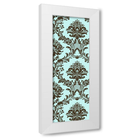Small Vivid Damask in Blue II White Modern Wood Framed Art Print by Vision Studio