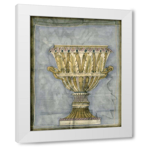 Small Urn and Damask IV White Modern Wood Framed Art Print by Goldberger, Jennifer