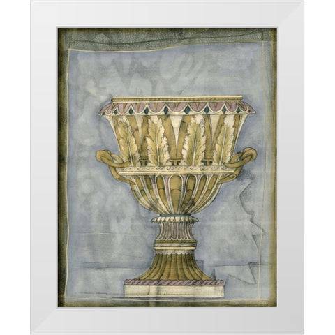 Small Urn and Damask IV White Modern Wood Framed Art Print by Goldberger, Jennifer