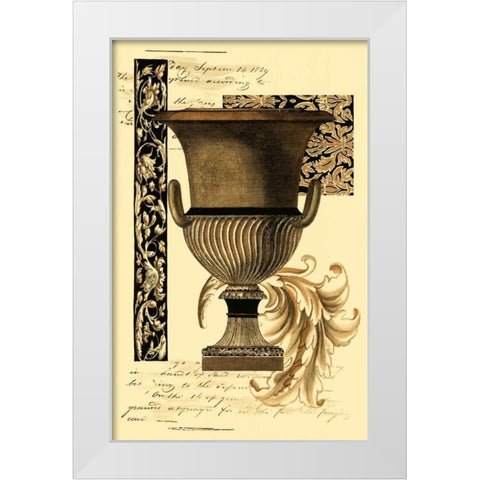 Custom Transitional Sepia Urn II White Modern Wood Framed Art Print by Vision Studio