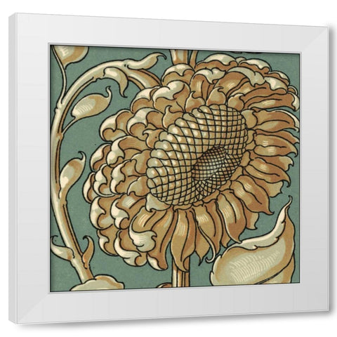 Sunflower Woodblock II White Modern Wood Framed Art Print by Unknown