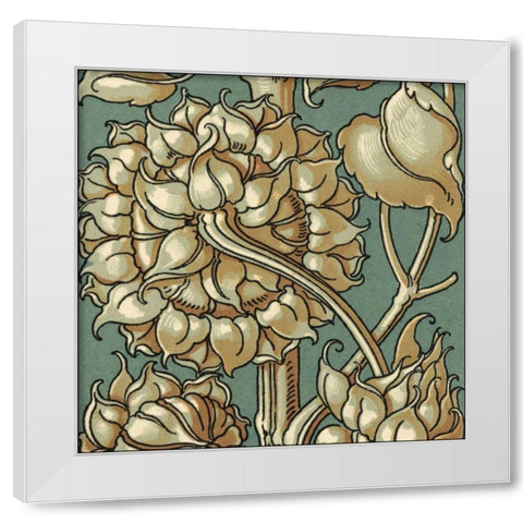 Sunflower Woodblock III White Modern Wood Framed Art Print by Unknown