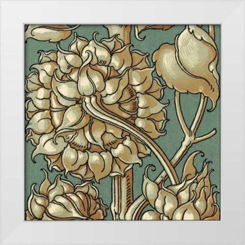 Sunflower Woodblock III White Modern Wood Framed Art Print by Unknown