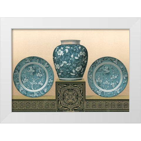 Porcelain in Teal I White Modern Wood Framed Art Print by Audsley, George
