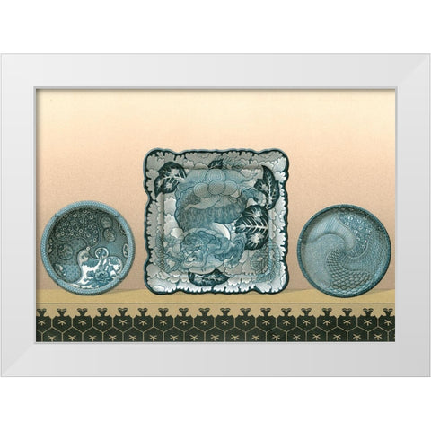 Porcelain in Teal II White Modern Wood Framed Art Print by Audsley, George