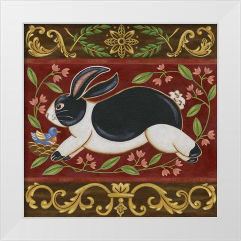Folk Rabbit I White Modern Wood Framed Art Print by Vision Studio