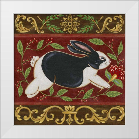 Folk Rabbit II White Modern Wood Framed Art Print by Vision Studio