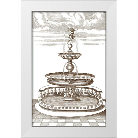 Courtyard Fountain I White Modern Wood Framed Art Print by Vision Studio