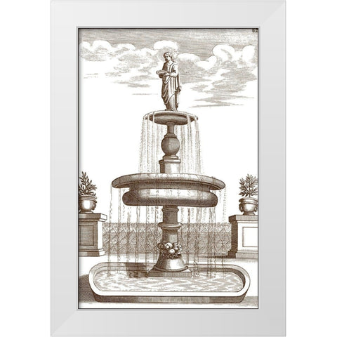 Courtyard Fountain II White Modern Wood Framed Art Print by Vision Studio