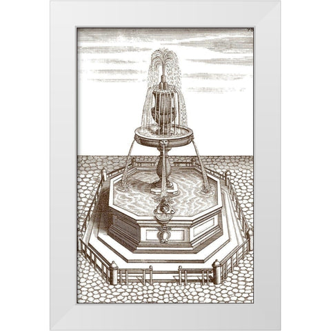 Courtyard Fountain VI White Modern Wood Framed Art Print by Vision Studio