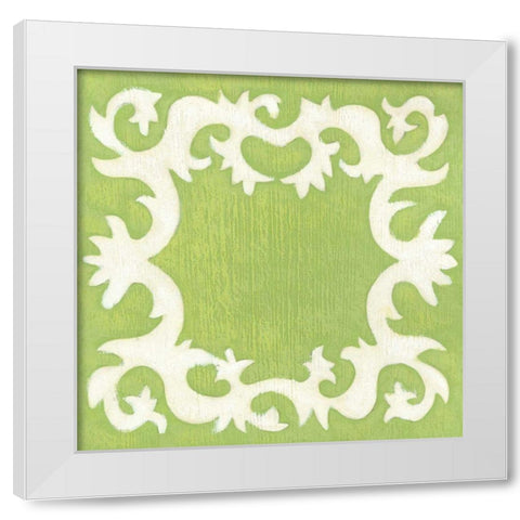 Petite Suzani in Green White Modern Wood Framed Art Print by Zarris, Chariklia